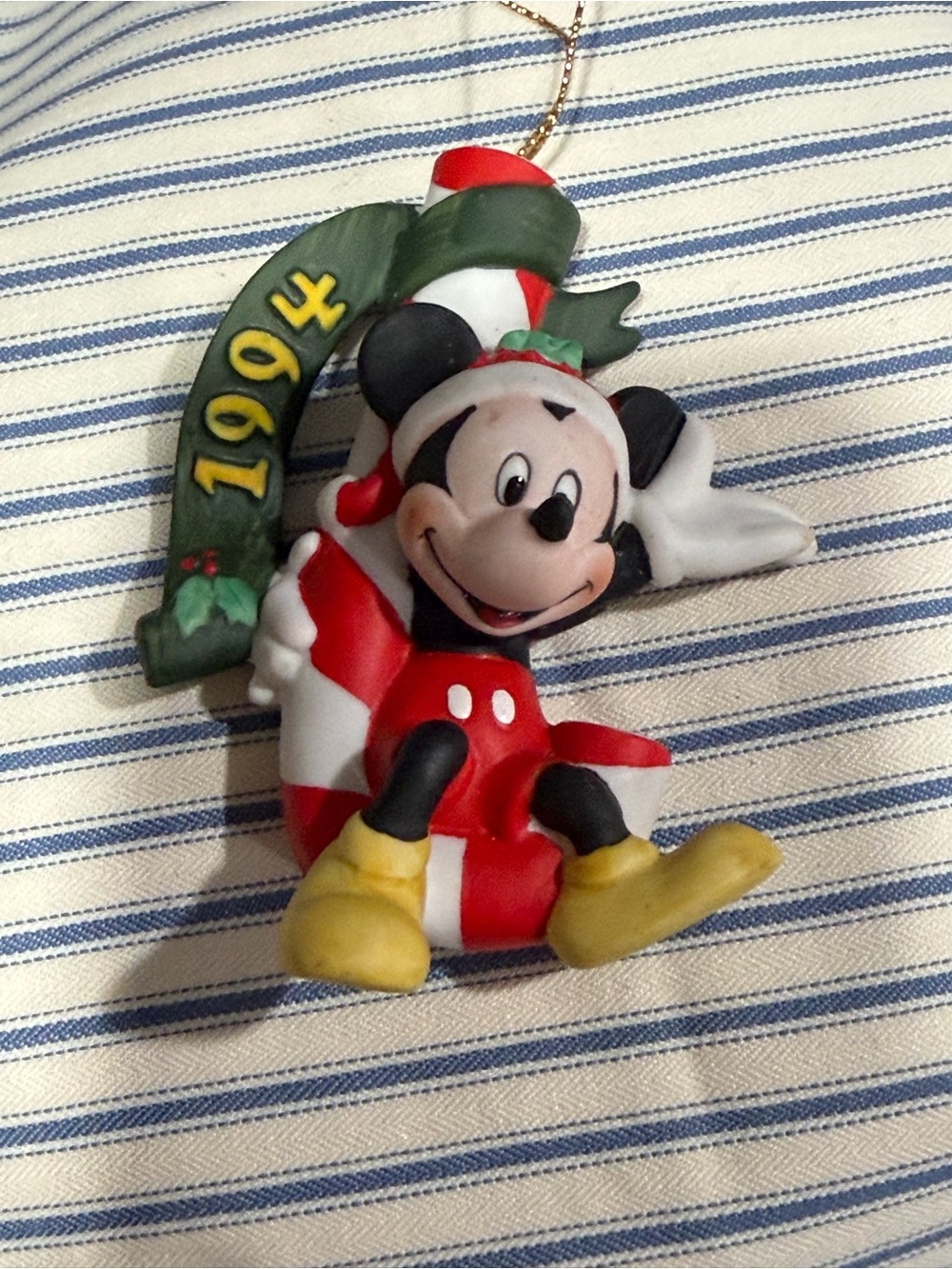 Vintage Disney Mickey Mouse porcelain 1994 Holiday Ornament